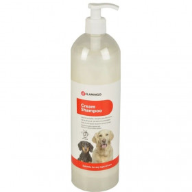 Шампоан за кучета и кученца Flamingo CREAM SHAMPOO 1L -  подходящ за всеки тип козина, с дозатор за лесна употреба